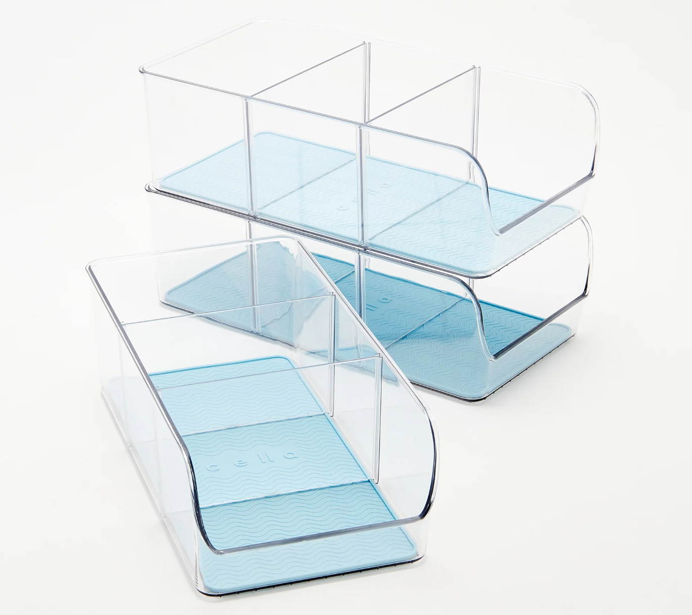 Sorbus Clear Plastic Storage Bins with Dividers Stackable