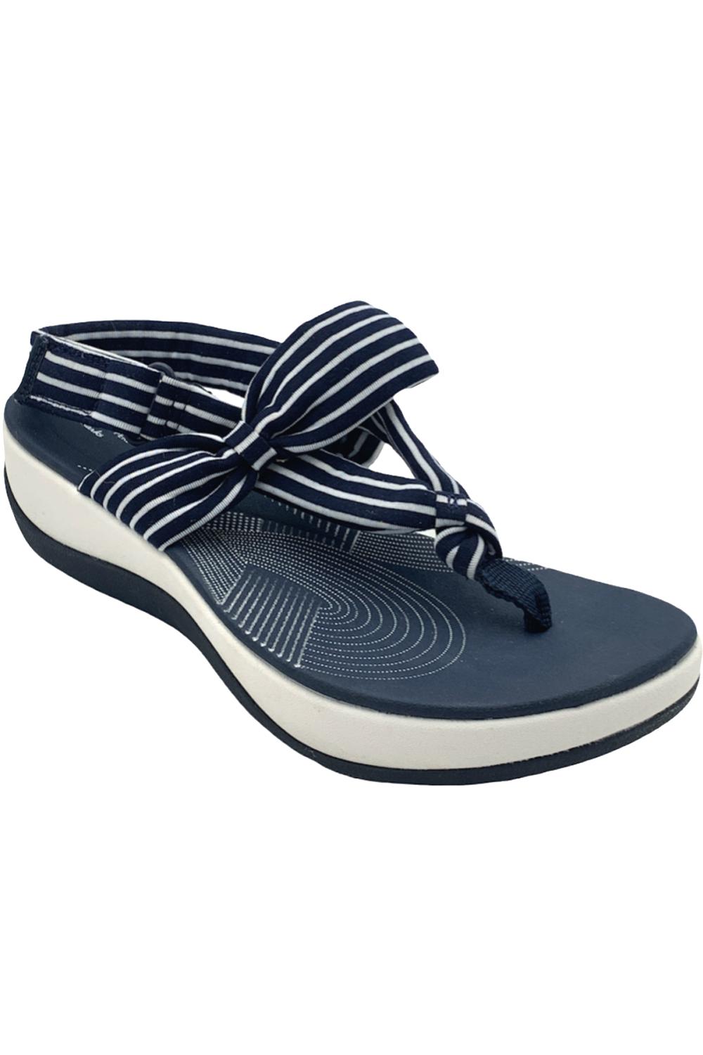 CLOUDSTEPPERS by Clarks Jersey Sandals Arla Nicole Navy Stripes | Jender