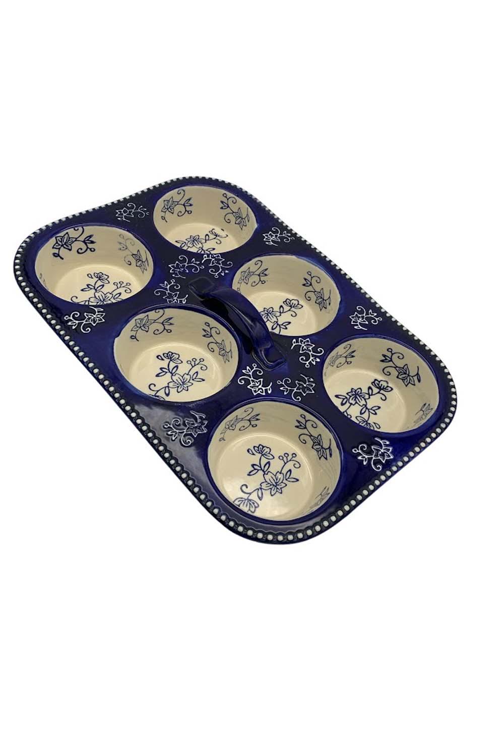 Temp-tations Woodland 6-Cup Texas Muffin Pan with Handle Blue