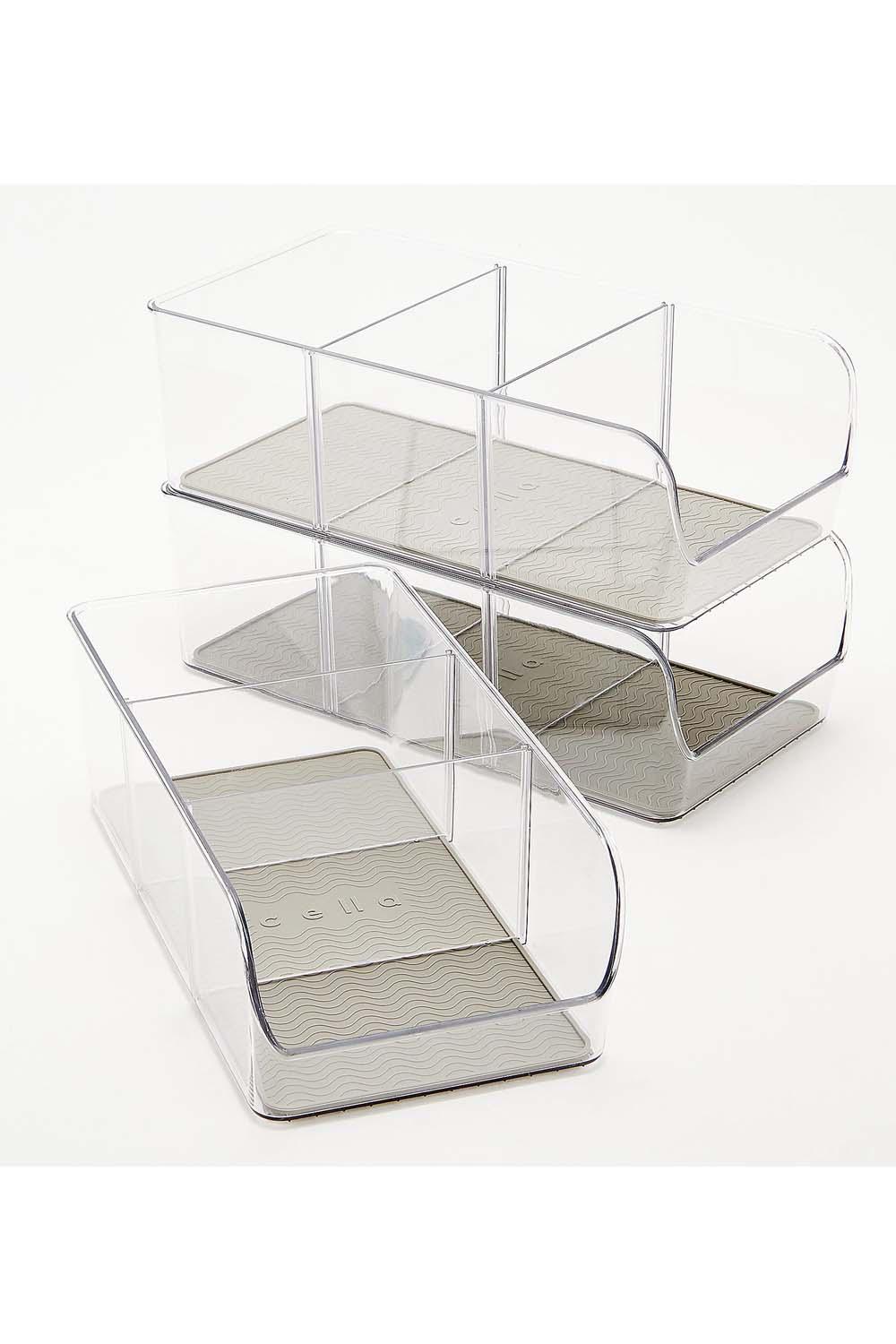 Sorbus Clear Storage Bins with Dividers 4 Pack