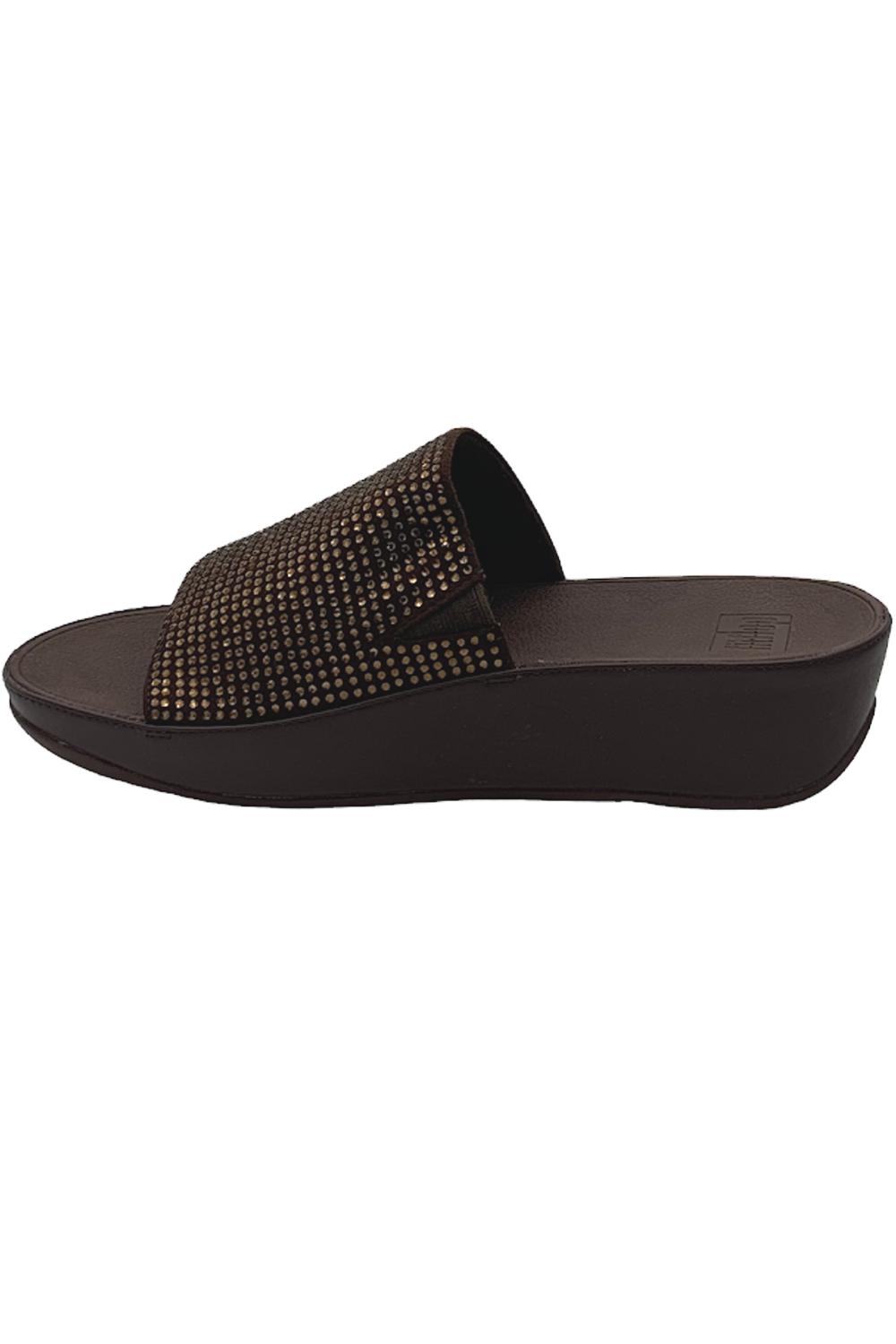 FitFlop Ginny Glitz Pool Slide Sandal Bronze Jender