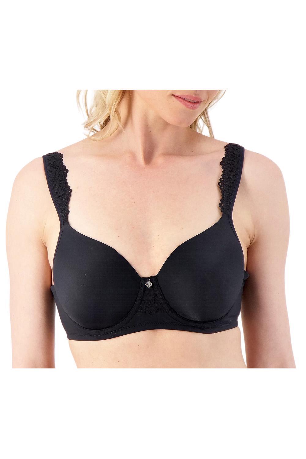 Breezies Luxe Lace Underwire T Shirt Bra Black