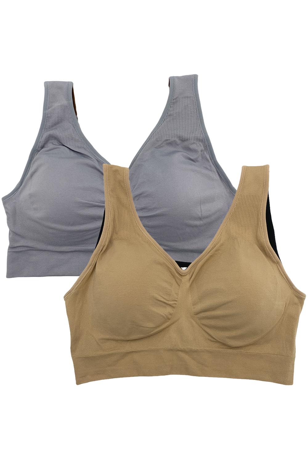 Spanx Seamless Reversible Comfort Bra Mineral/Earl Gray - Set of 2