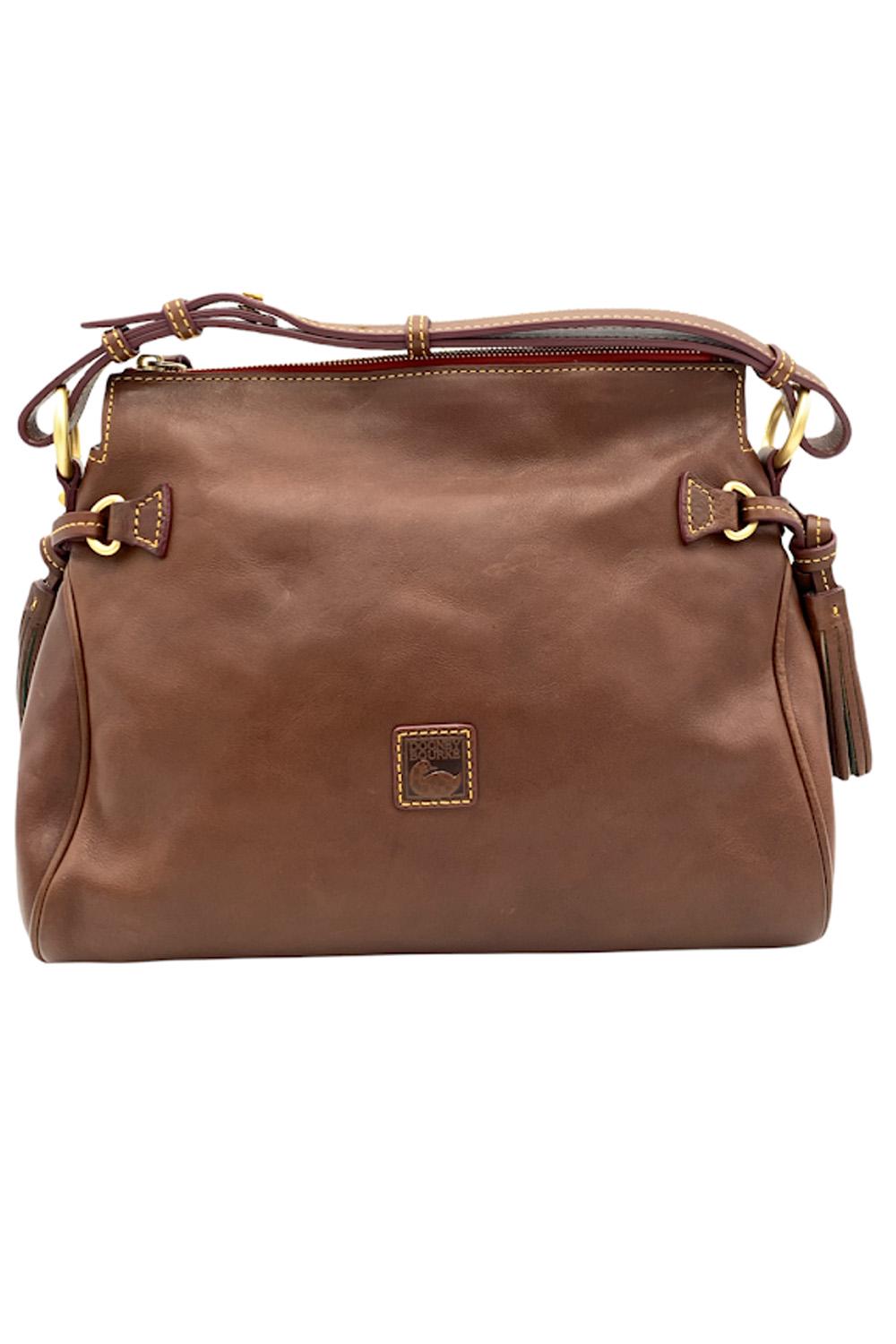 As Is Dooney & Bourke Florentine Leather Small Zipper Sac Chesnut