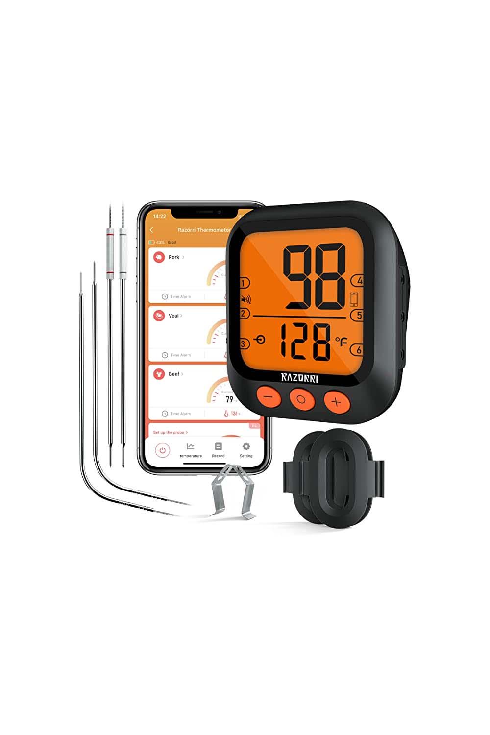 Razorri Smart Meat Digital Thermometer Wireless Timer with 4