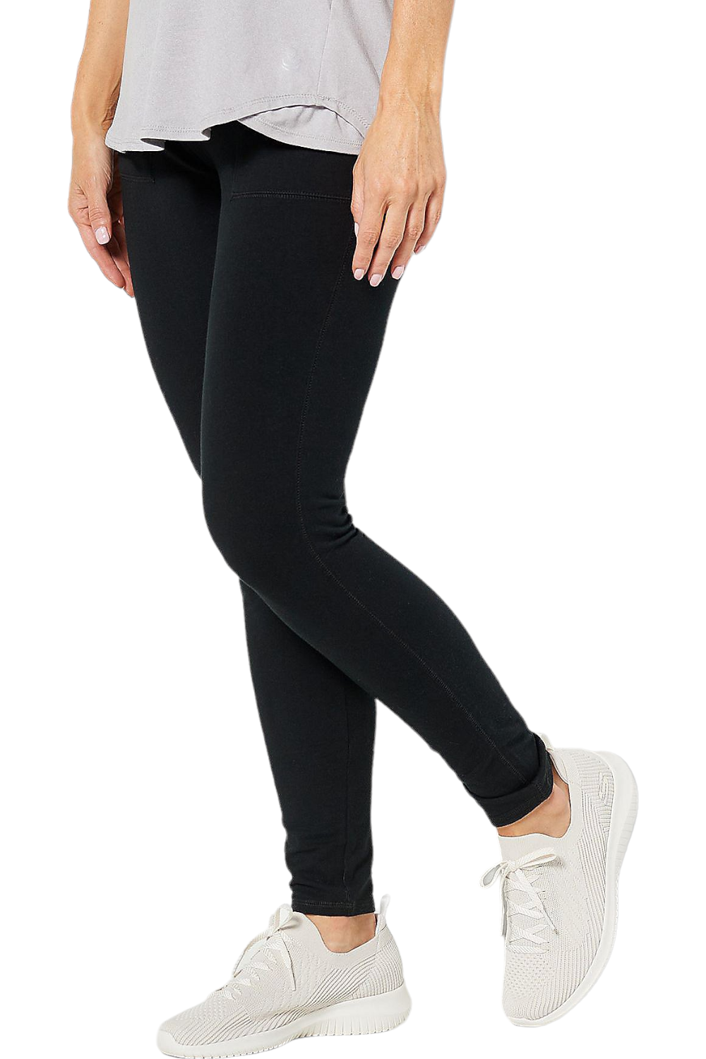 Belle by Kim Gravel Petite Faux Leather Trim Ponte Legging 