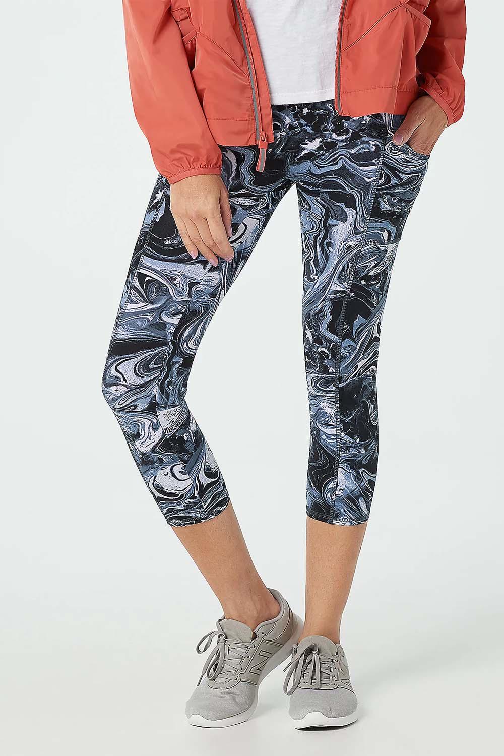 zuda Z-Stretch Regular Cropped Momentum Leggings Black Marble