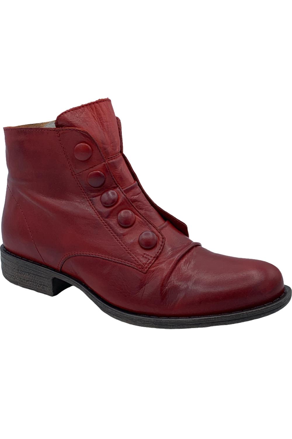 Miz Mooz Leather Button Ankle Boots Louise Red