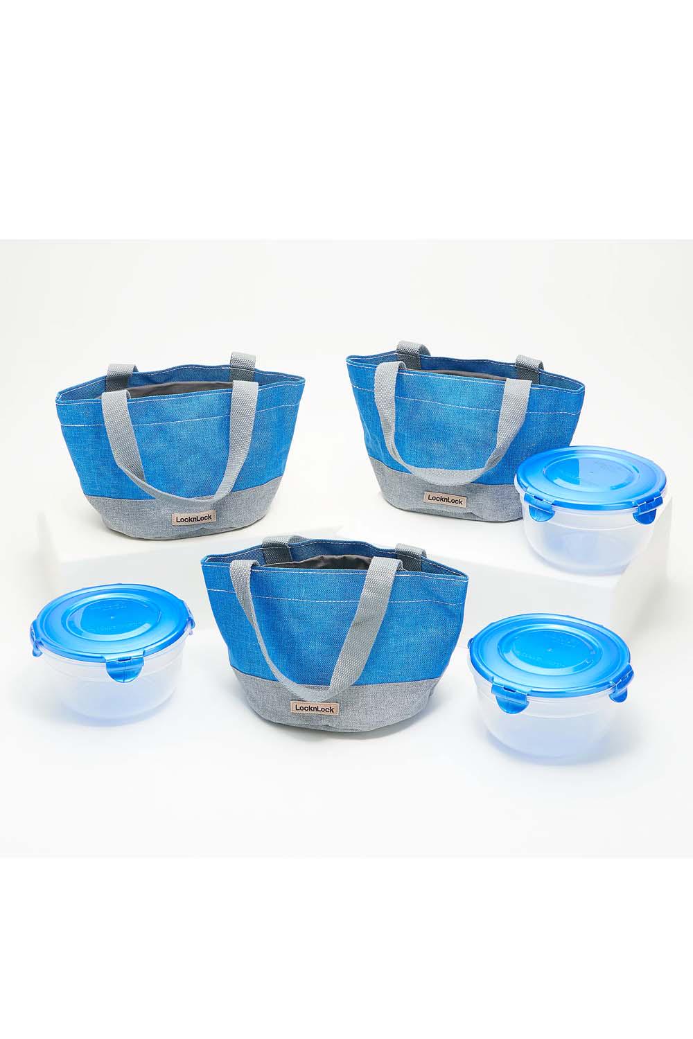 LocknLock Set of 3 Mini Tote Bags with (3) 4-Cup Bowls 