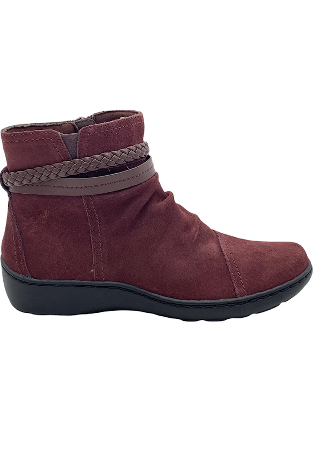 Clarks Collection Suede Ankle Boots Cora Braid Boot Burgundy | Jender