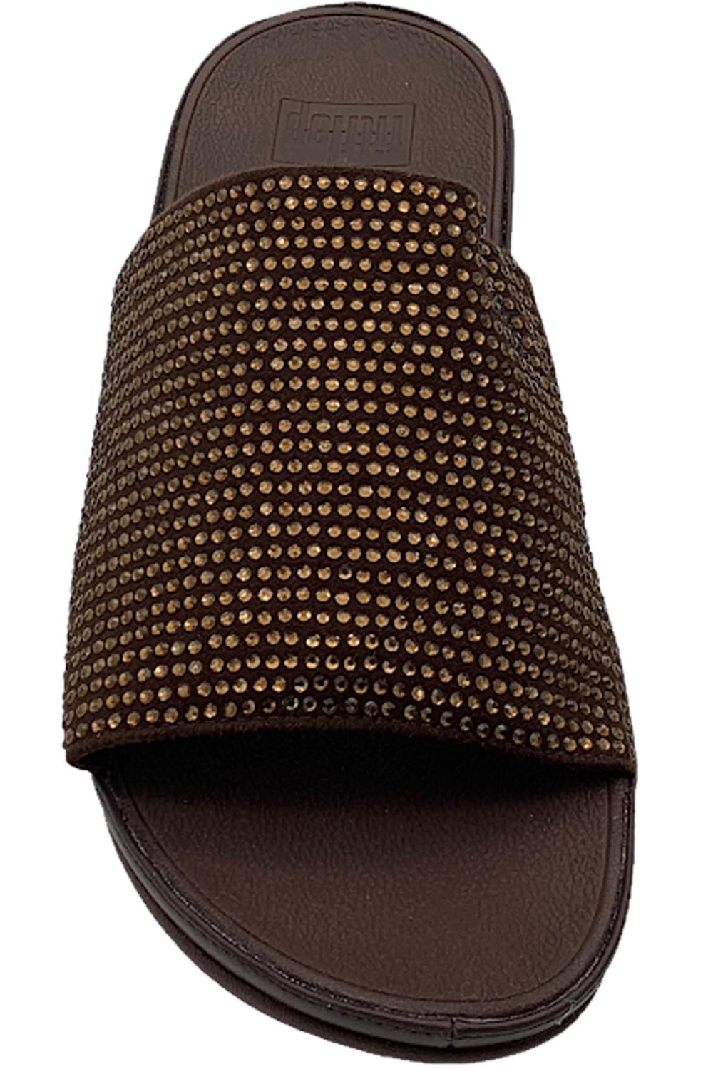 FitFlop Ginny Glitz Pool Slide Sandal Bronze Jender