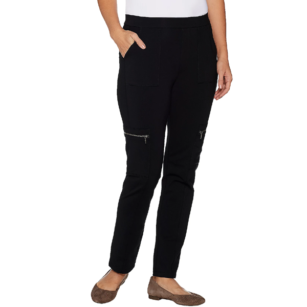 SUSAN GRAVER WEEKEND Premium Stretch Pull-On Cargo Pants Black