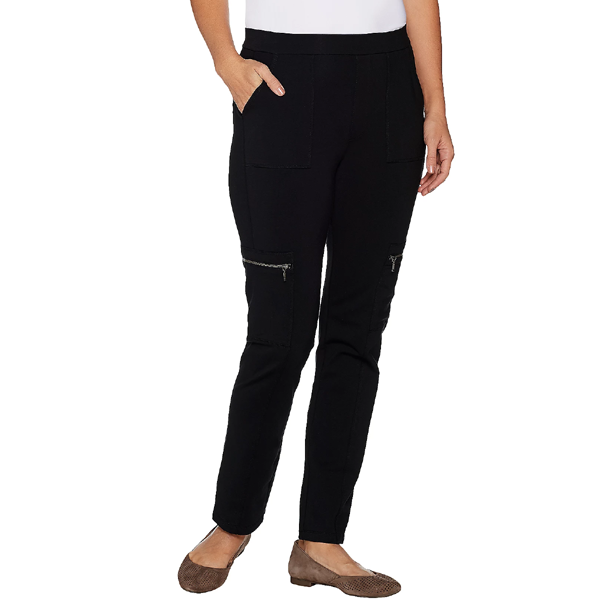 Susan Graver Weekend Premium Stretch Cargo Crop Pants Black