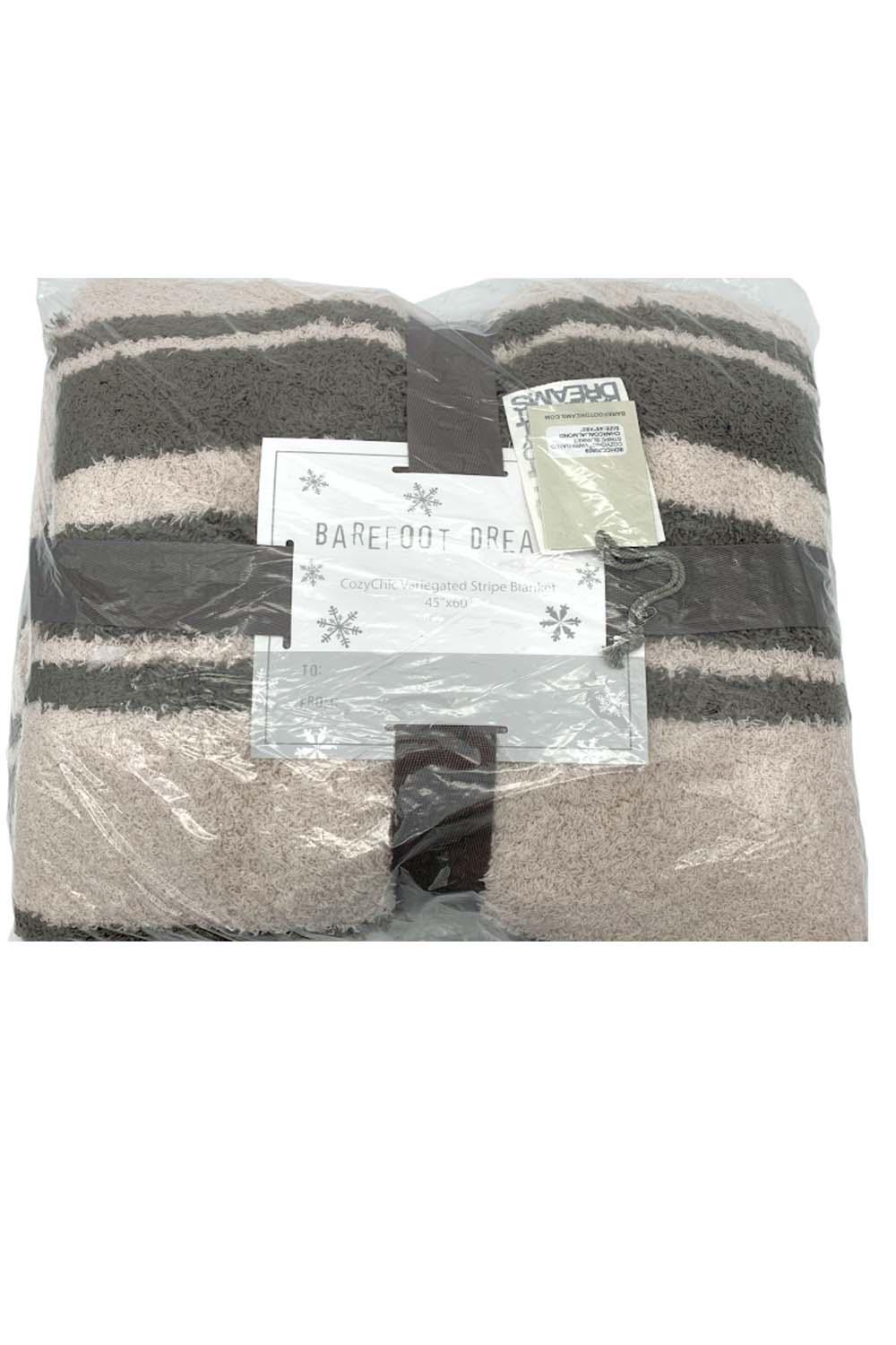 BRAND NEW Barefoot Dreams CozyChic Blanket Charcoal/White 45” X 60”