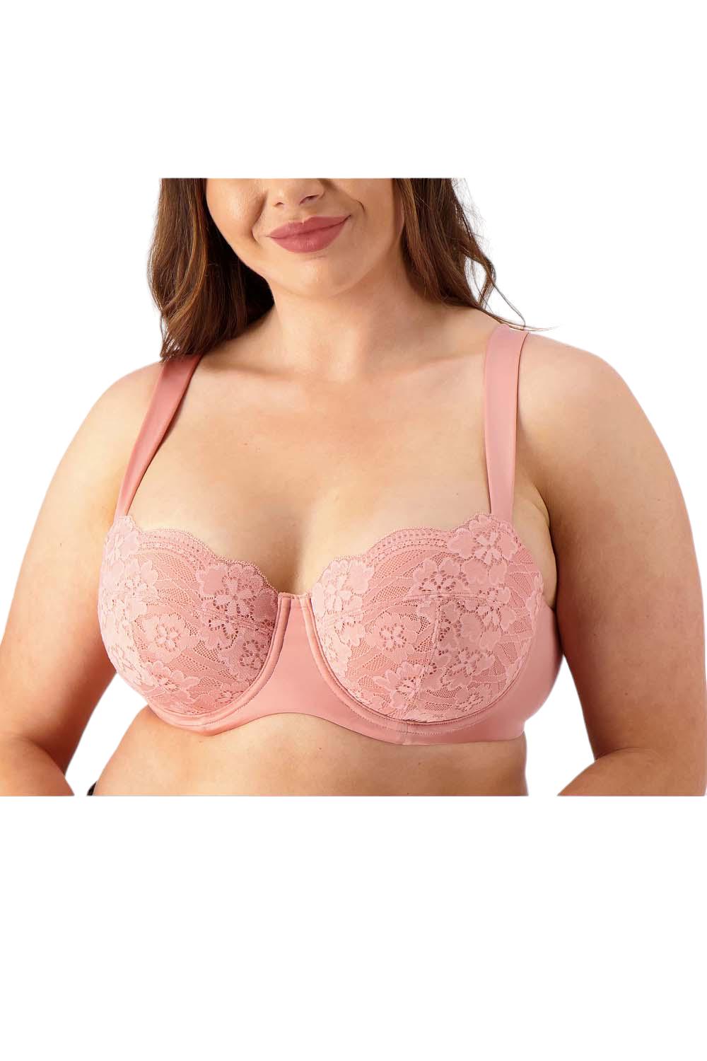 Rhonda Shear Molded Cup Bra with Back Closure Gray/Dusty Pink