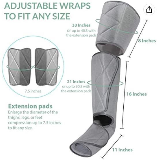 Invospa Air Compression Leg Wraps & Leg Massager Circulation Machine