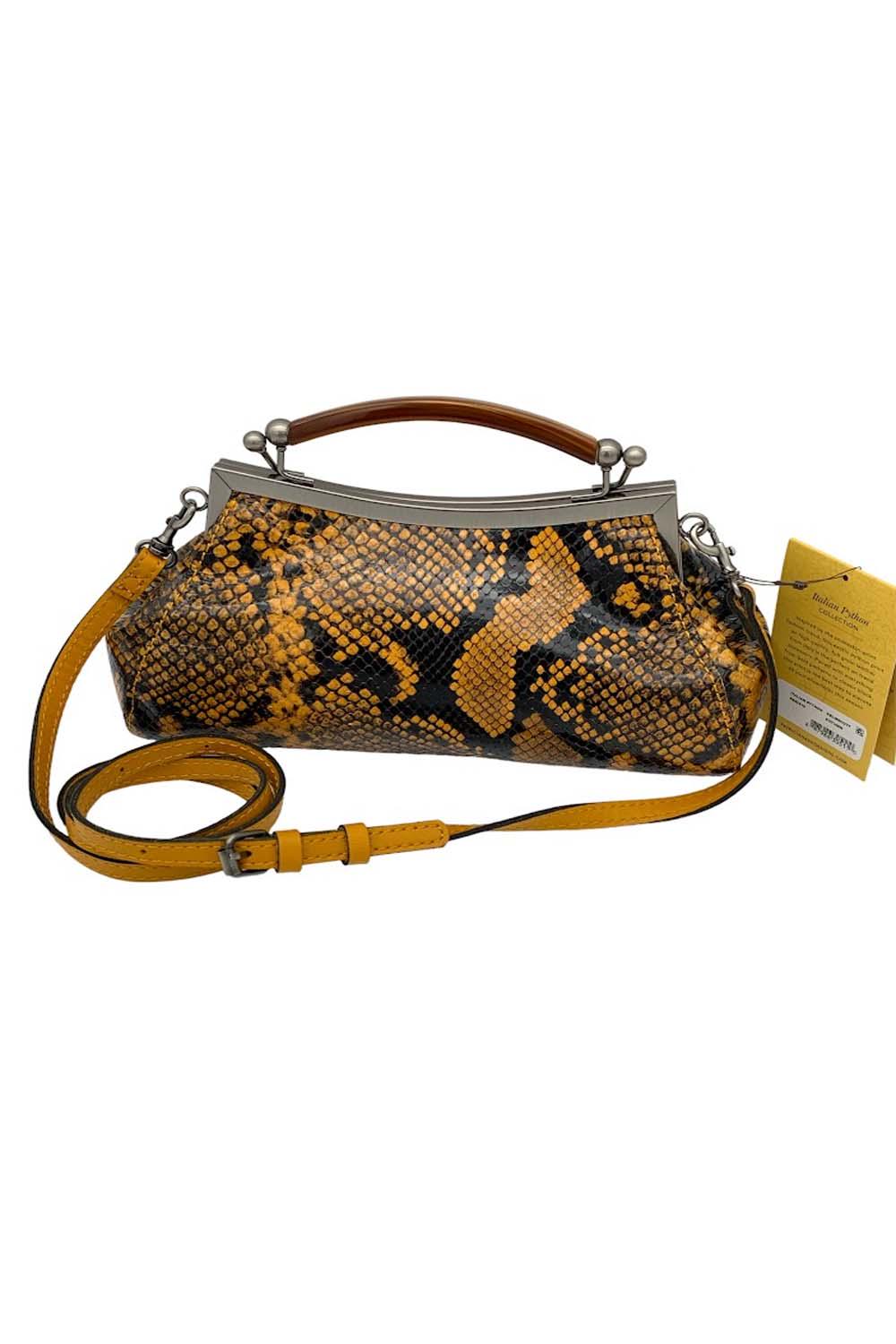 thacker Nikki Snakeskin Embossed Leather Crossbody Bag in Gray