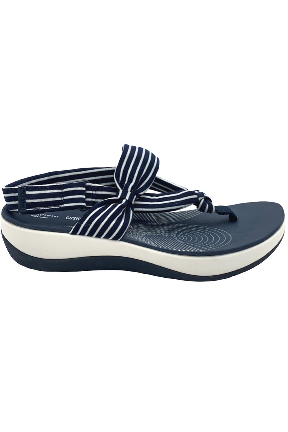 CLOUDSTEPPERS by Clarks Jersey Sandals Arla Nicole Navy Stripes | Jender