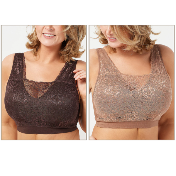 Breezies Coco Brown Lace Seamless Cami Bra New Ahh Removable Pads