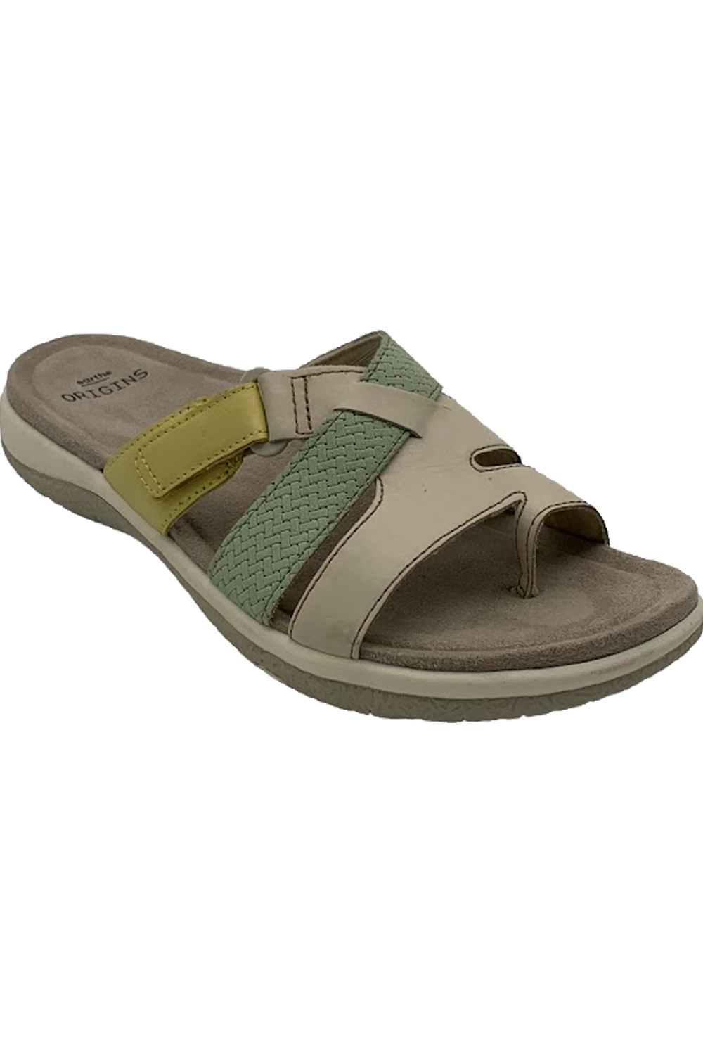 Earth Origins Leather Multi Slide Sandals Samara Sand White | Jender