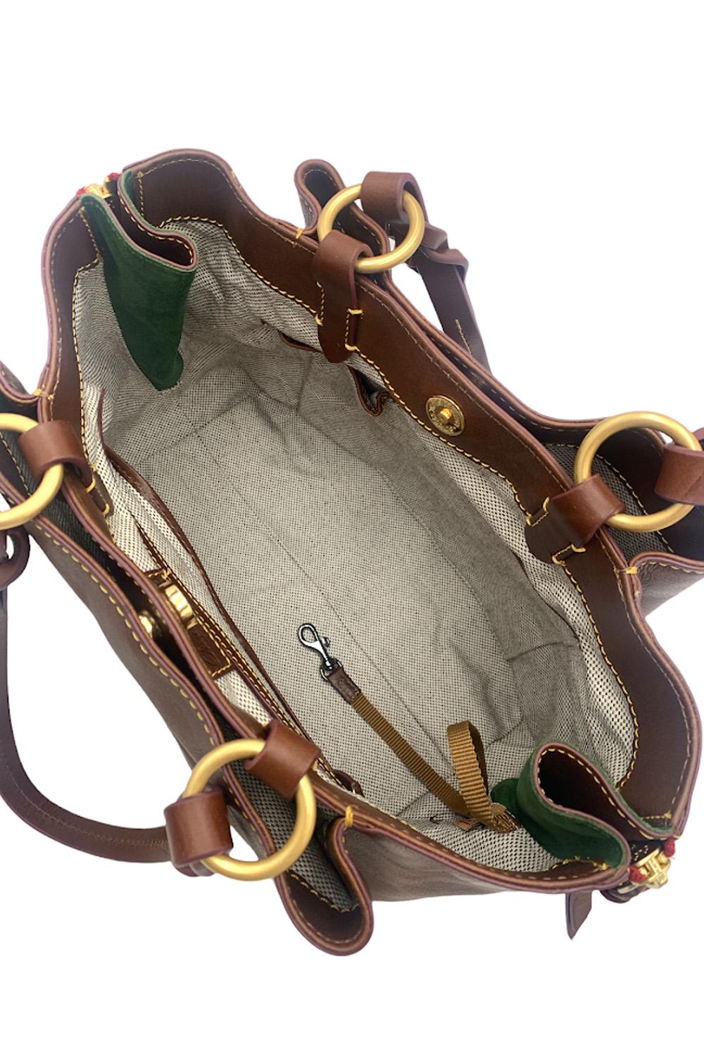 Dooney & Bourke Florentine Leather Large Zip Barlow Satchel Chestnut