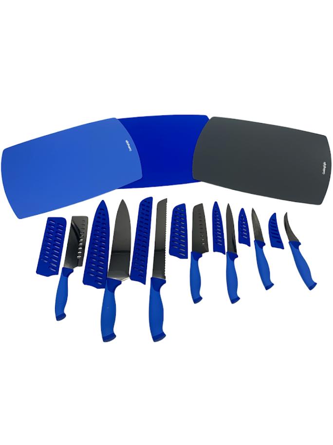 Cooking Light 7 Piece KNIFE Set with 3x 11 x 14 Cutting Board YELLOW COLOR