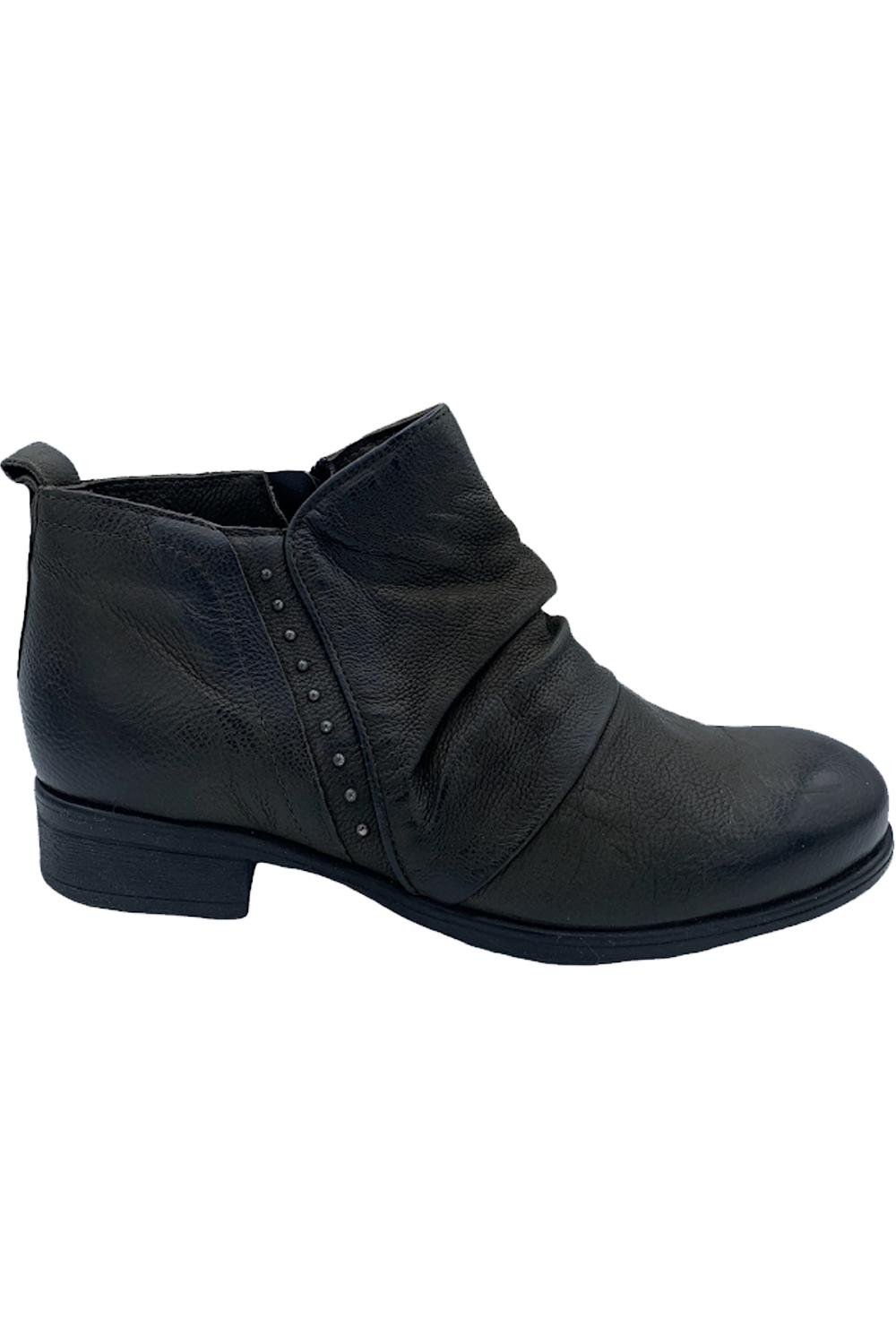 Miz Mooz Leather Buckle Wide Width Ankle Boots -Shane in Black 