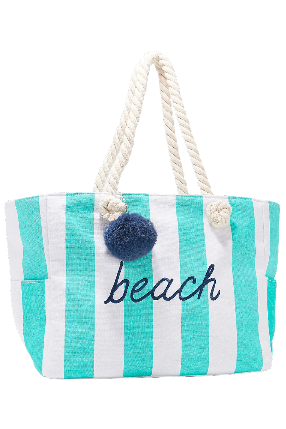 Belle Beach by Kim Gravel Seaside Cabana Stripe Beach Bag Malibu Blue