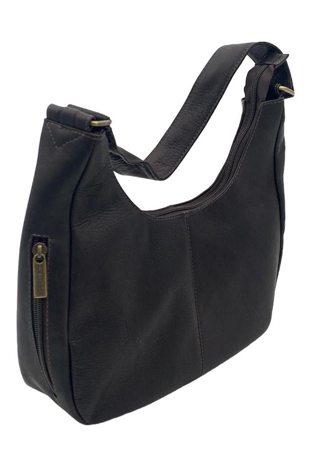 Le Donne Leather Shoulder Tote with Side Zip Pocket Cafe