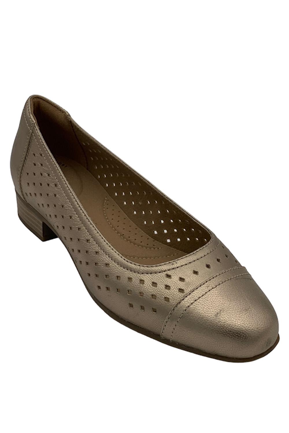 Clarks Collection Perforated Leather Pumps Juliet Metallic | Jender