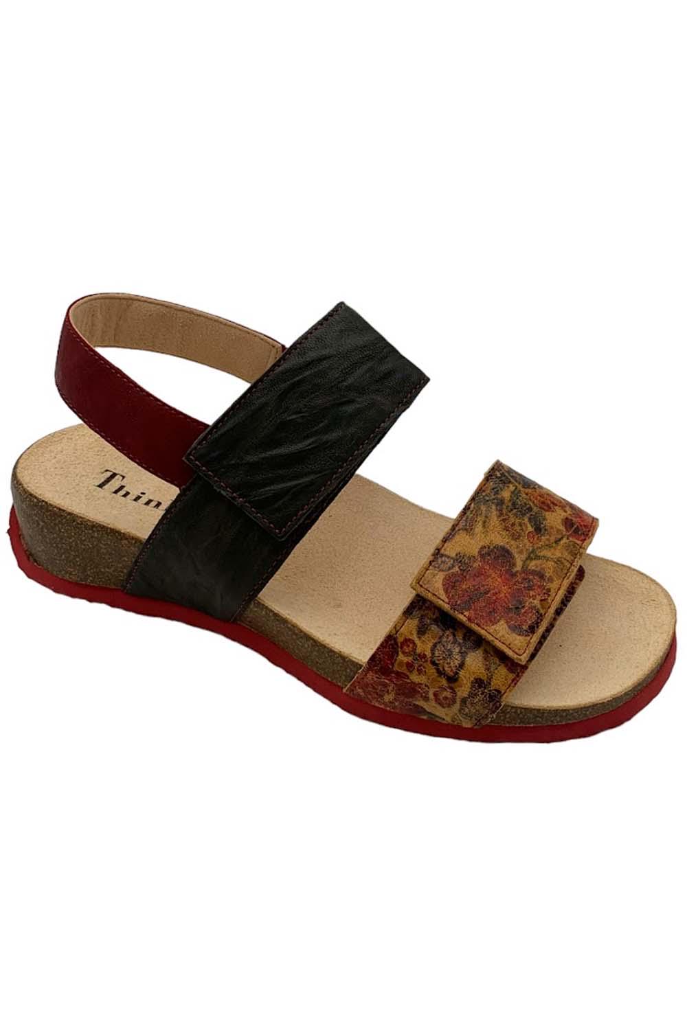 Think! Leather Adjustable Quarter Strap Sandals Mizzi Cognac/Kombi Jender