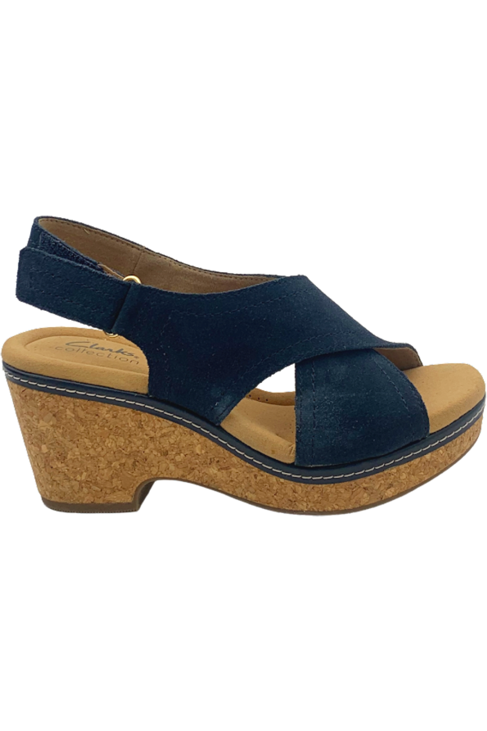 Clarks Collection Suede Wedge Sandals Giselle Cove Navy | Jender