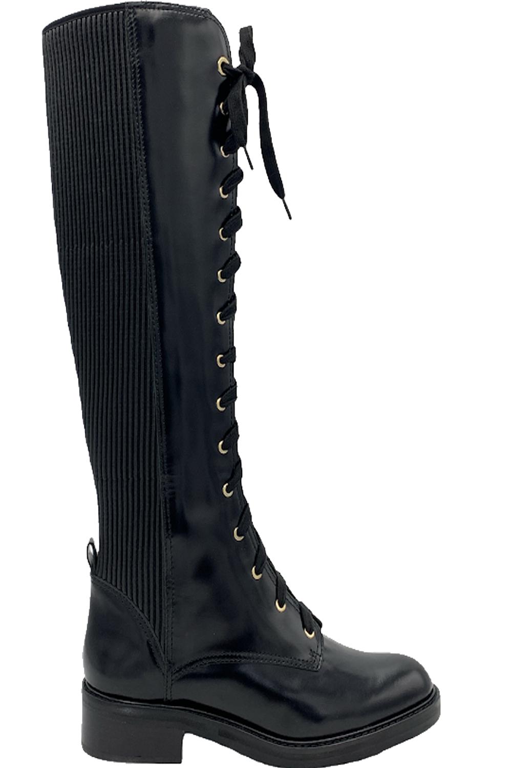 Vince Camuto Size 7 Louise et Cie Voshell tall combat black knee leather  boots