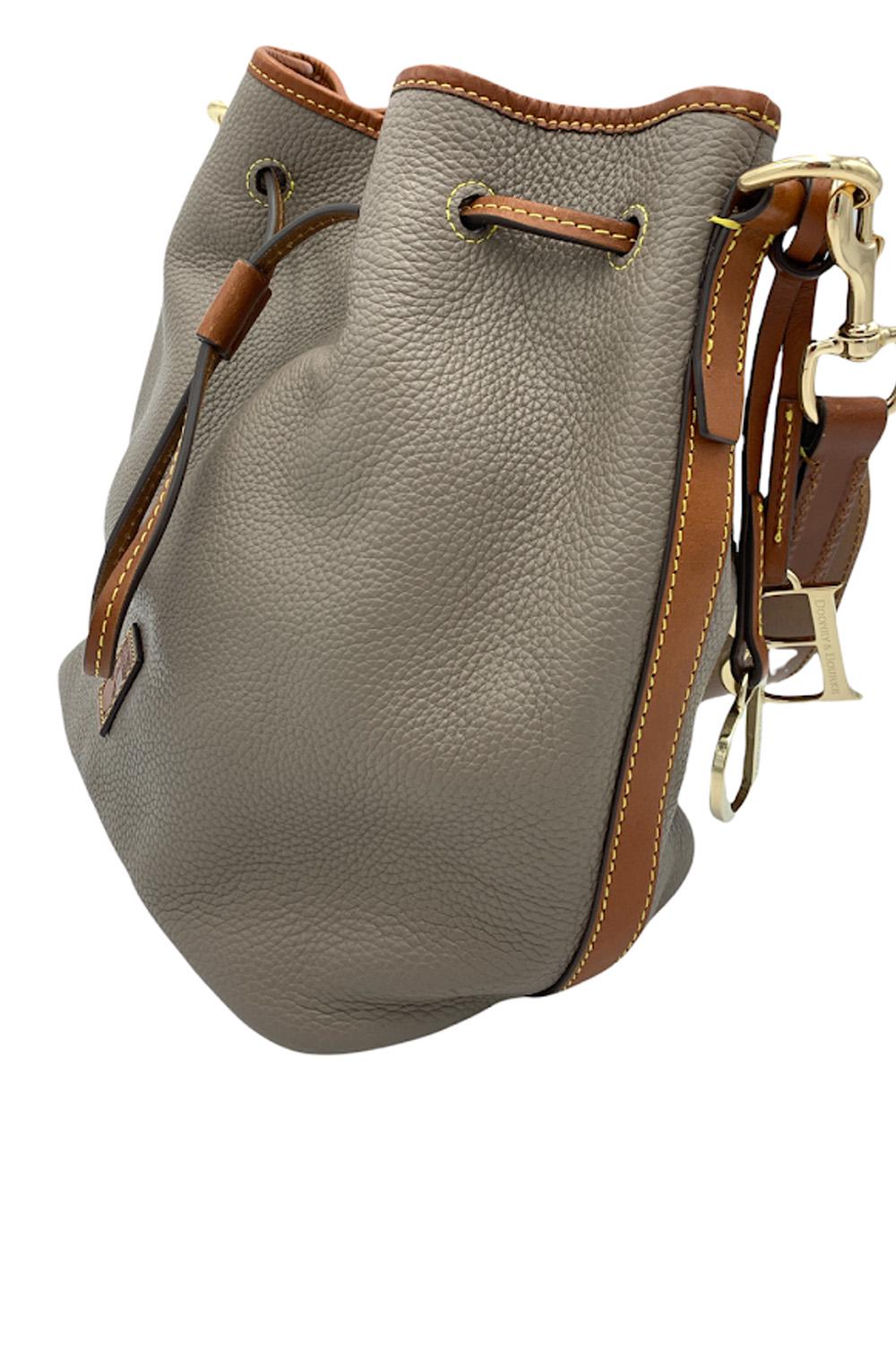 Dooney & Bourke Pebble Leather Kendall Drawstring Bag Light Taupe