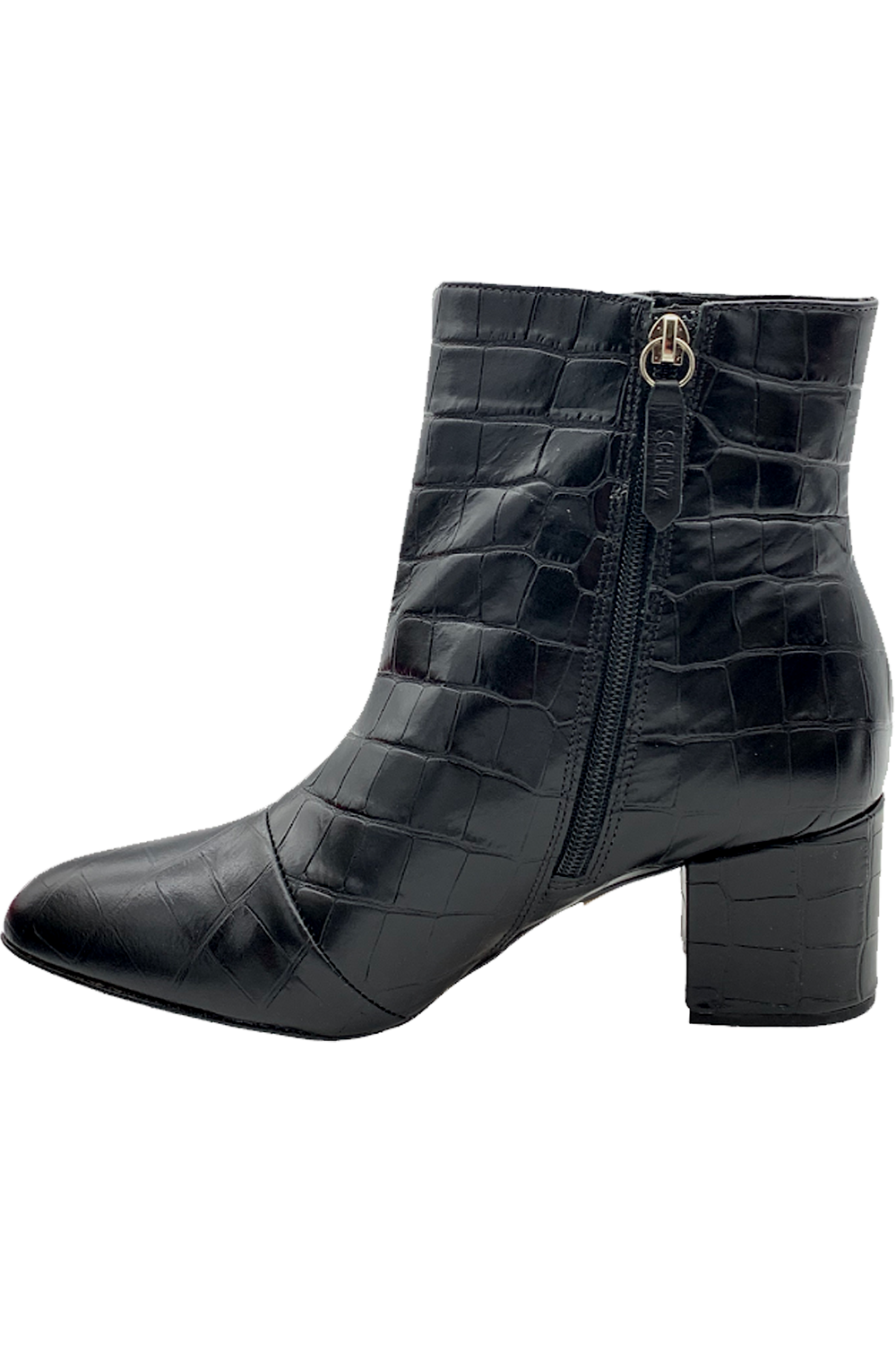 schutz lupe croc-embossed leather booties