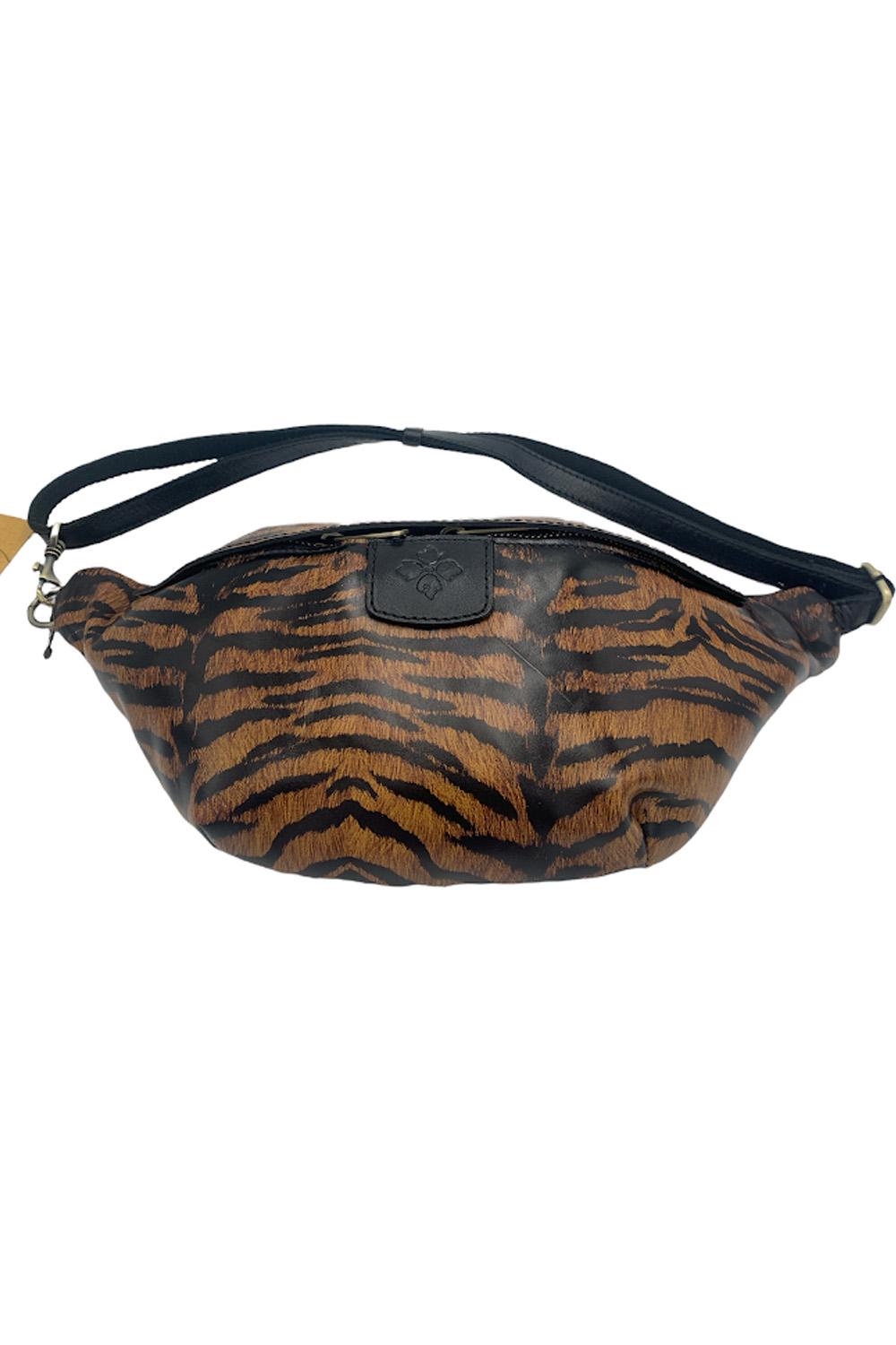 Sprigs Adjustable Faux Fur Hand Muff Belt Bag with Extender Leopard