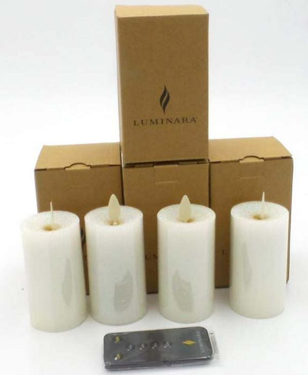 Luminara Flameless Glitter Votive Candles With Remote Set of 4 Jender