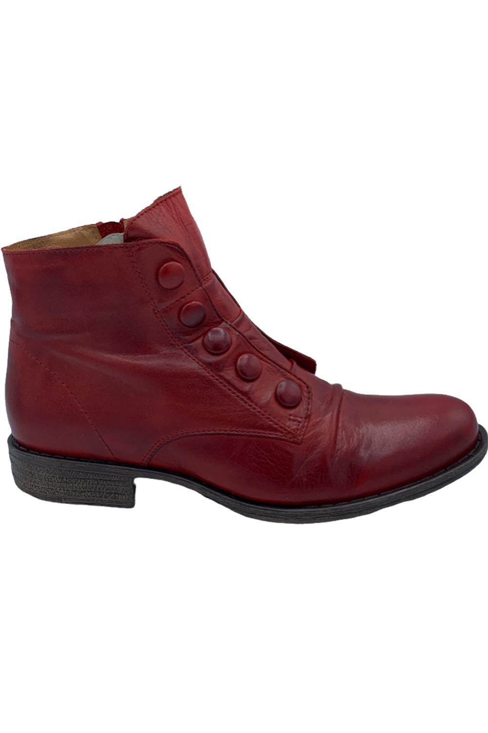 Miz Mooz Leather Button Ankle Boots Louise Red