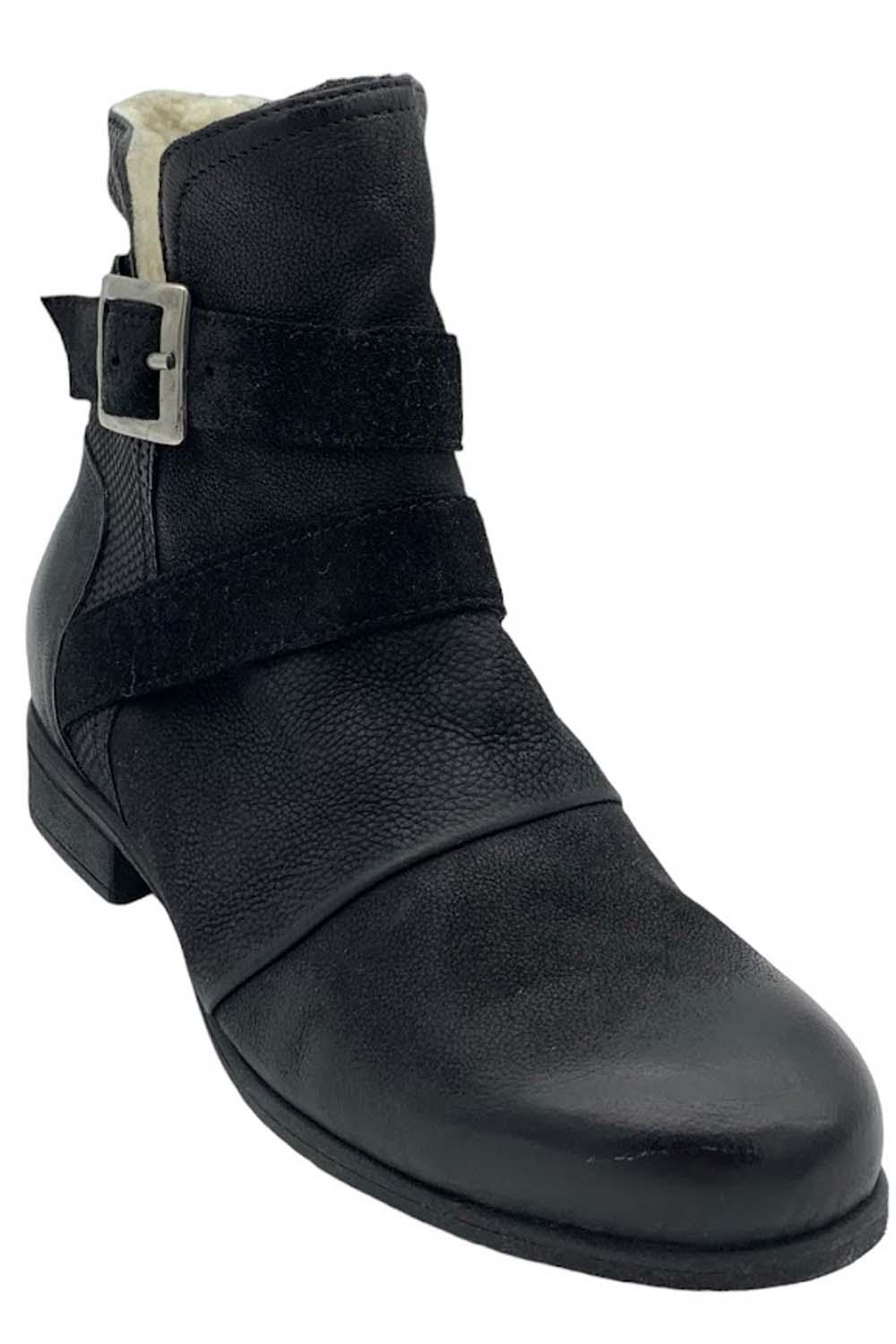 As Is Miz Mooz Leather Strapped Wide Width Mid Boots -Leighton 