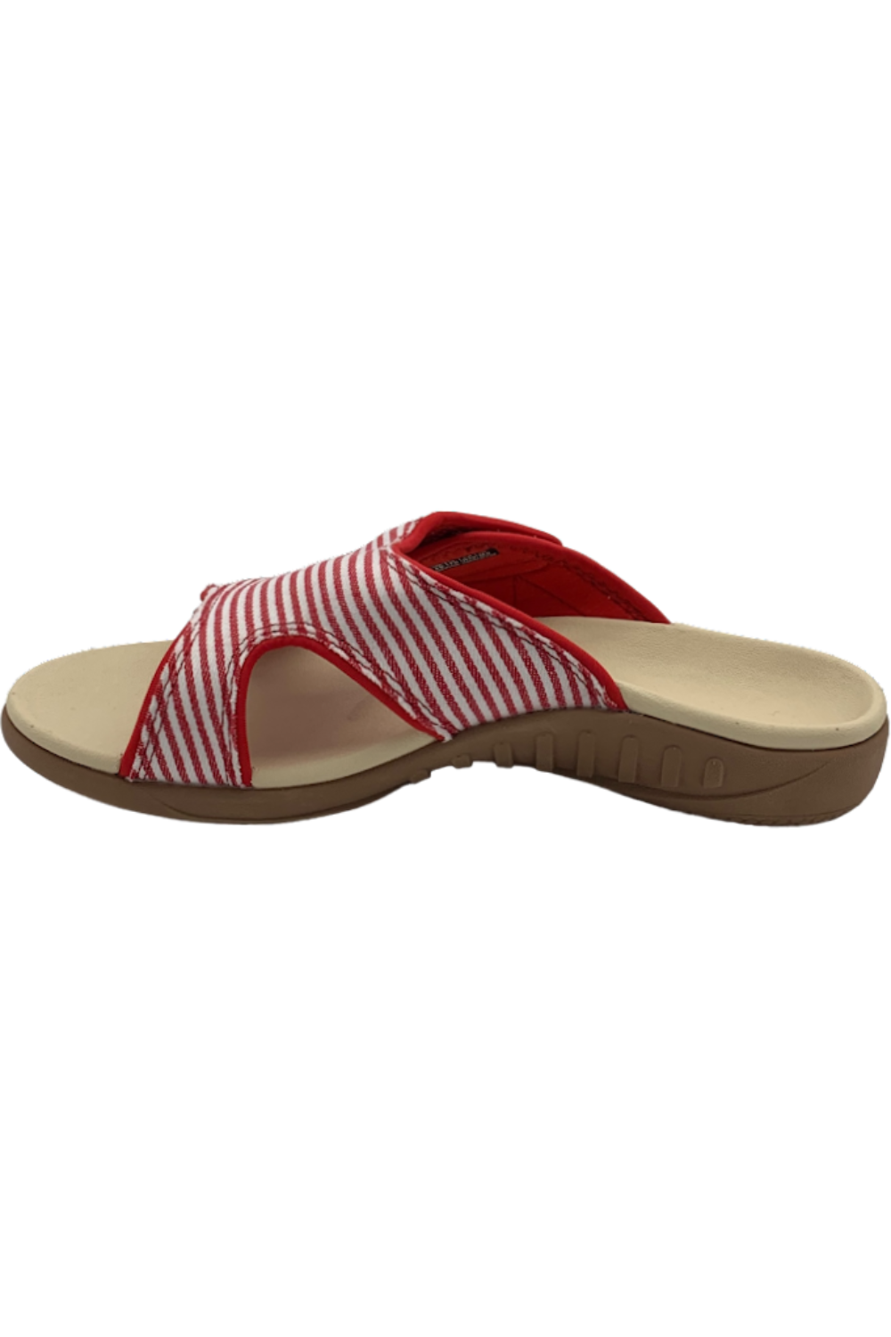 Spenco Orthotic Canvas Slide Sandals Kholo Stripe Carolina Red | Jender