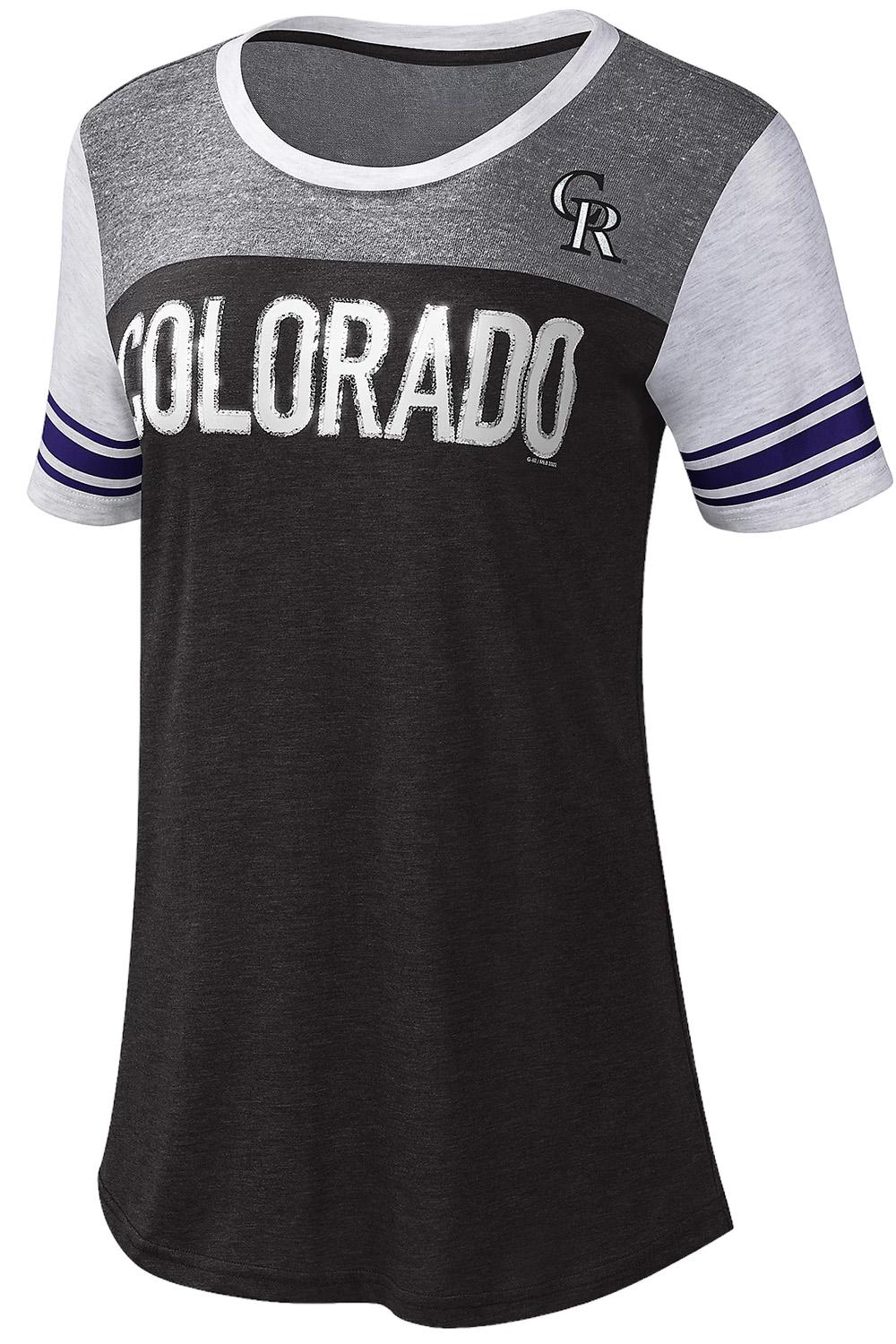 MLB Colorado Rockies Women's Short Sleeve Button Down Mesh Jersey 