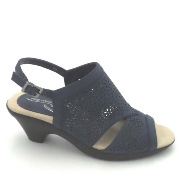 Easy Street Block Heel Sandals Linda Navy eBay