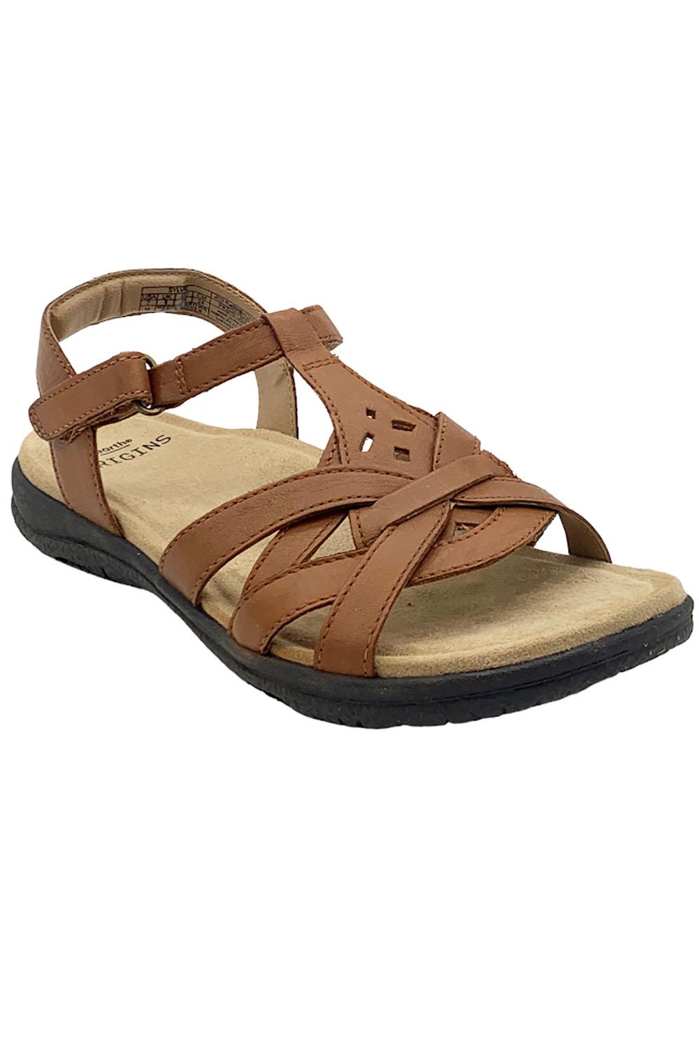 Earth Origins Leather Strappy Sandals Sylvie Medium Brown | Jender