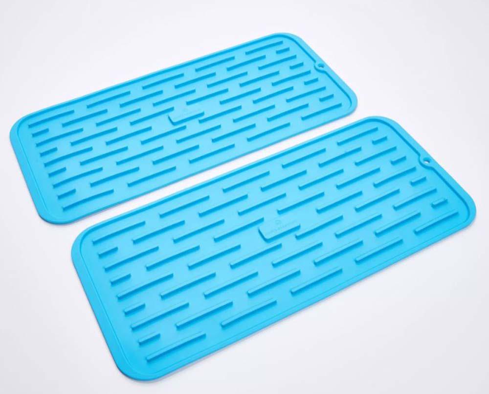 Cook's Essentials Set of (2) Silicone Drying and Drain Mats 