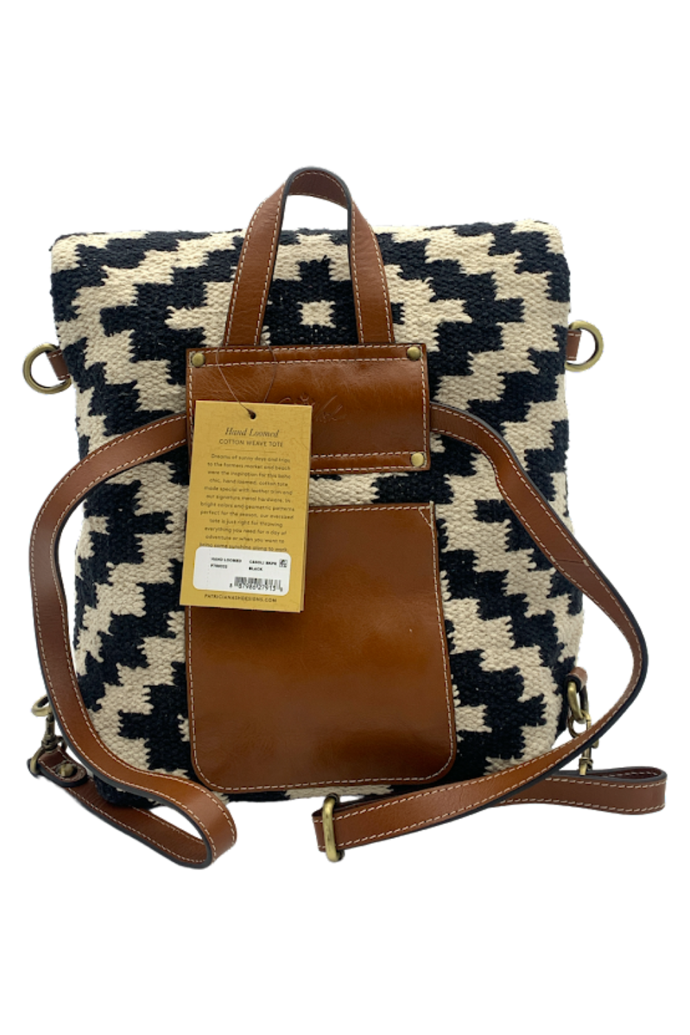 Hand-loomed Houndstooth Mini Backpack for Women