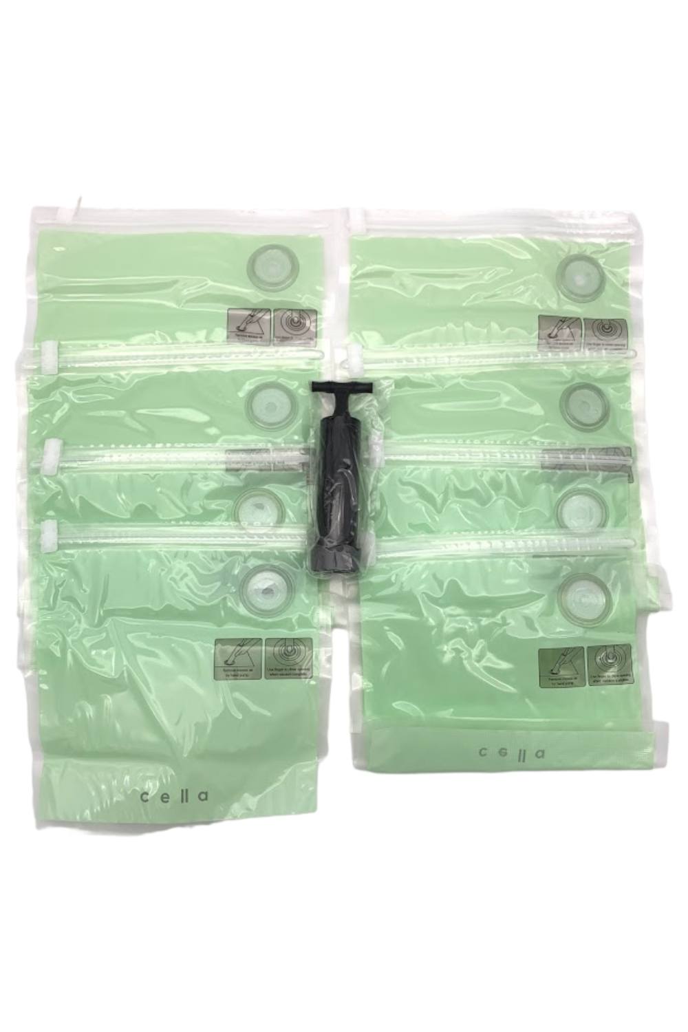 c e ll a 8-pc Reusable Vacuum Seal Antimicrobial Storage Bags