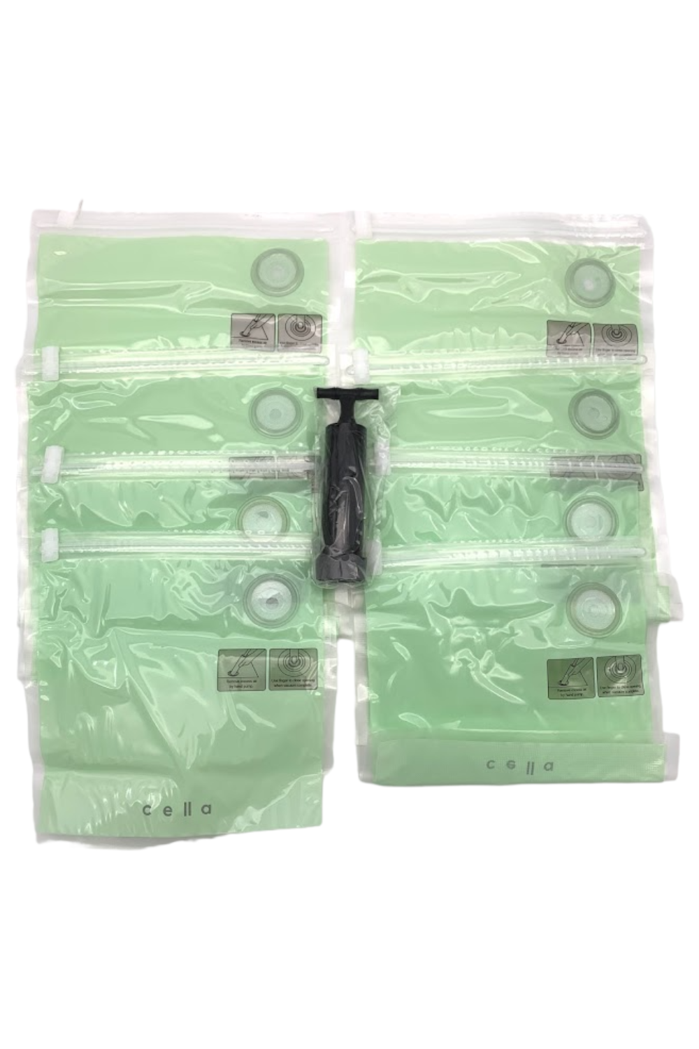 c e ll a 8-pc Reusable Vacuum Seal Antimicrobial Storage Bags 