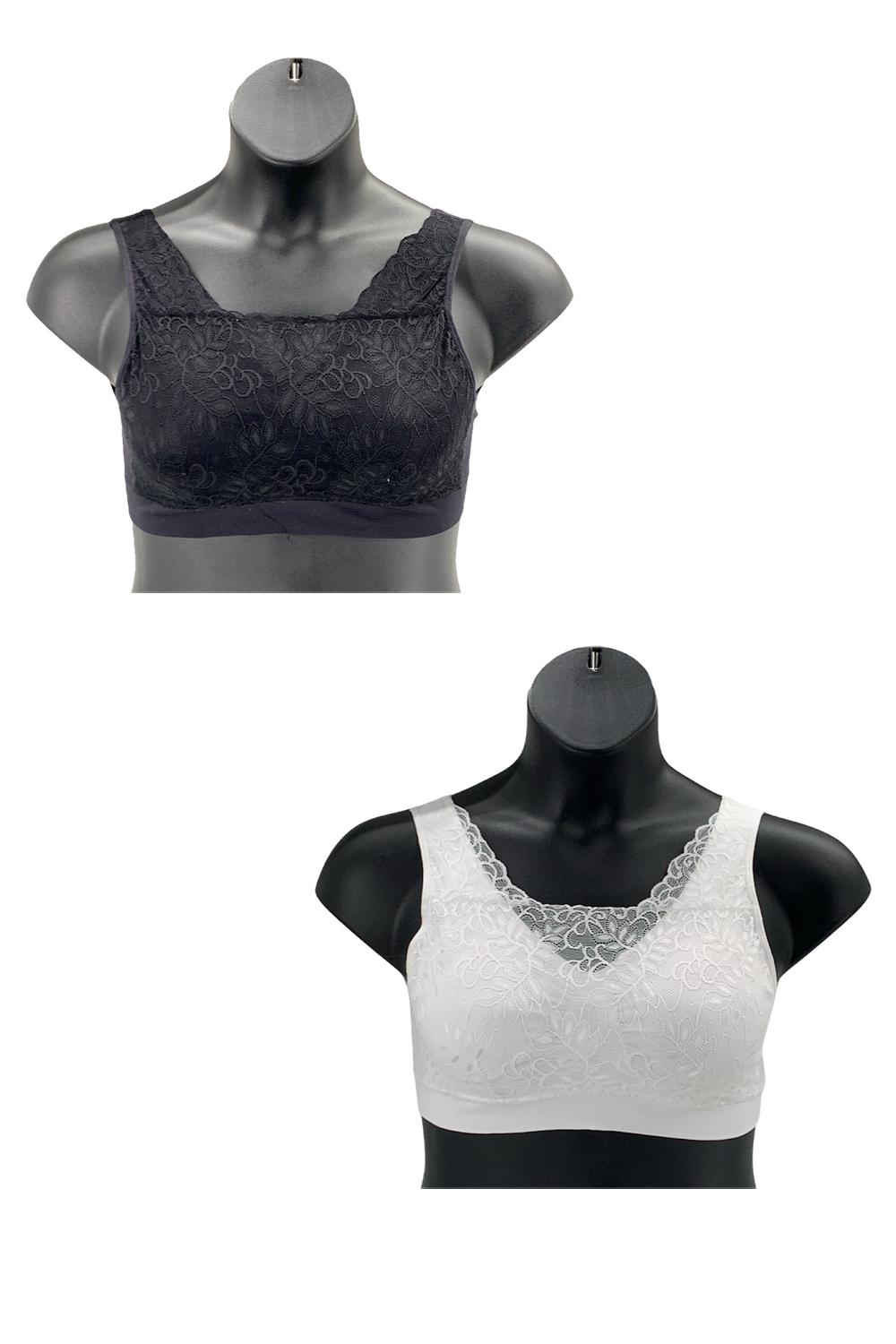 Breezies Lace Cami Bras Black/White - Set of 2