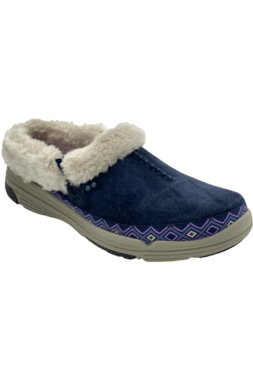 Ryka Suede and Faux Fur Slip-On Clogs Adventure Navy