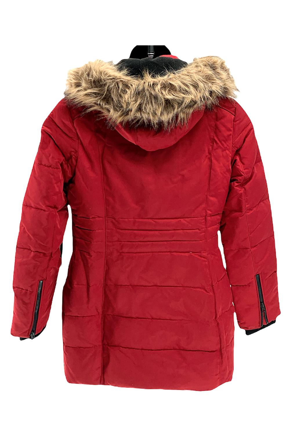 Arctic Expedition Quilted Zip Front Down Coat with Hood Chili Pepper Jender